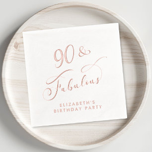 Elegant 90th Birthday Party Rose Gold Foil Napkins