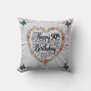 Elegant 90th Birthday Throw Pillow: A Stylish Trib Cushion