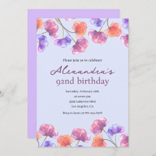 Elegant 92nd invitations Boho Floral Chic