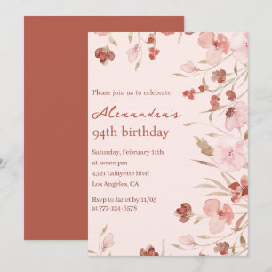 Elegant 94th birthday invitations Floral Chic