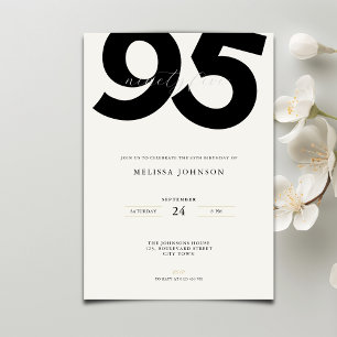 Elegant 95th Birthday Invitation - Minimal Style