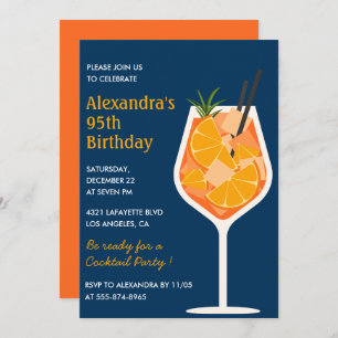 Elegant 95th birthday invitations Cocktail Navy