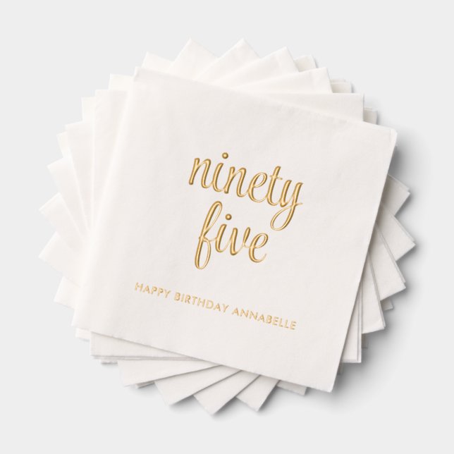 Elegant 95th Birthday Modern Gold Foil Napkins (Insitu (Stacked))