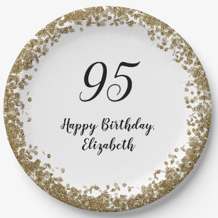 Elegant 95th Birthday Plates With Gold Sequins