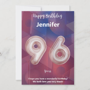 Elegant 96th Happy Birthday Card - Customisable 