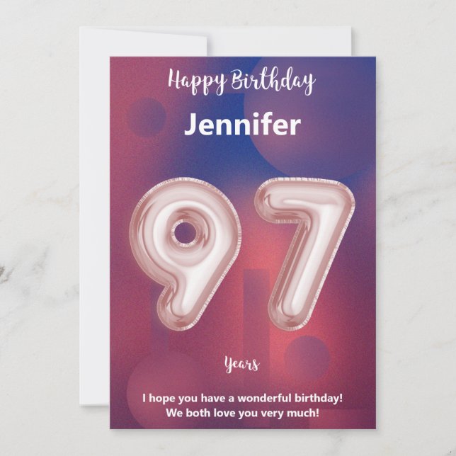 Elegant 97th Birthday Card - Personalised Happy (Front)