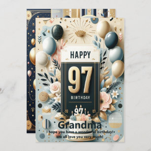 Elegant 97th Birthday Card - Personalised Happy