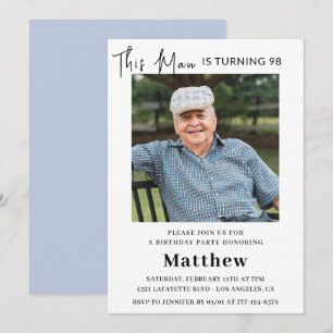 Elegant 98th birthday invitations Men Photo