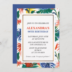 Elegant 98th birthday invitations Tropical Floral