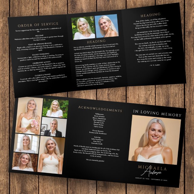 Elegant 9-Photo Funeral/Memorial Tri-Fold Programme (Creator Uploaded)