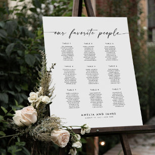 Elegant 9 Tables Favourite People Seating Chart