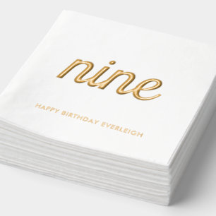 Elegant 9th Birthday Modern Gold Foil Napkins