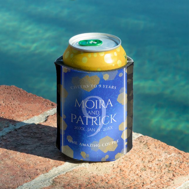 Elegant 9th Lapis Lazuli Wedding Anniversary Can Cooler (In Situ Pool)
