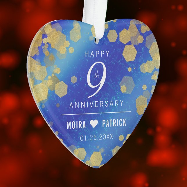 Elegant 9th Lapis Lazuli Wedding Anniversary Ornament (Elegant 9th Lapis Lazuli Wedding Anniversary Acrylic Ornament Cover Photo.)