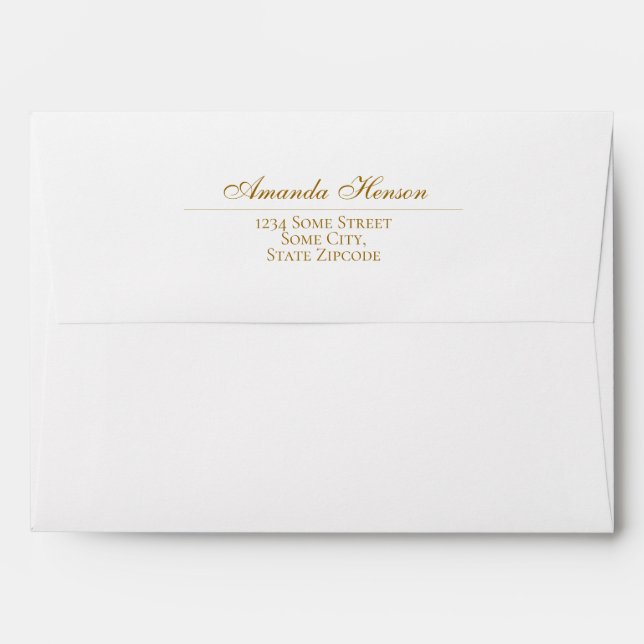 Elegant A7 Golden Script Return Address Envelope (Back (Top Flap))