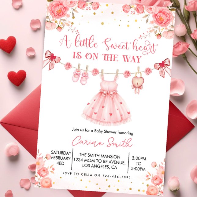 Elegant a Little Sweetheart Baby Shower  Invitation (Creator Uploaded)