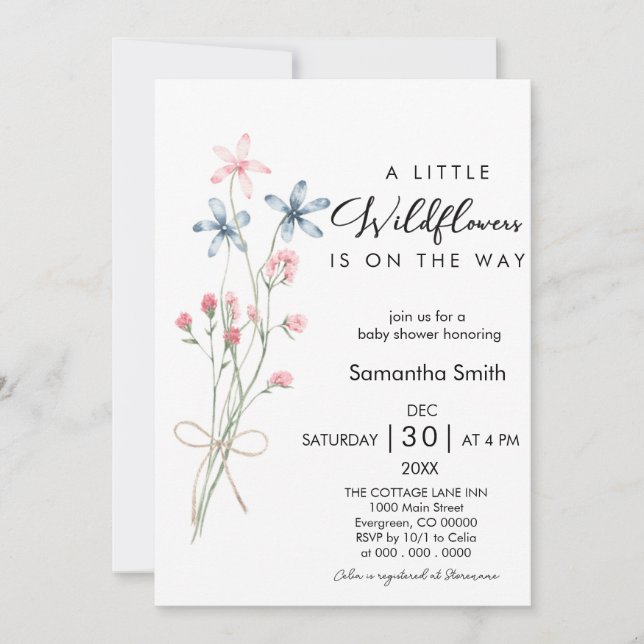 Elegant A Little Wildflower Girl Baby Shower Invitation (Front)