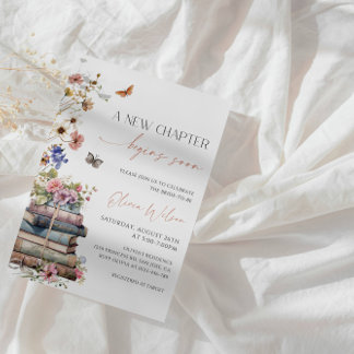 Elegant "A New Chapter Begins Soon" Bridal Shower  Invitation