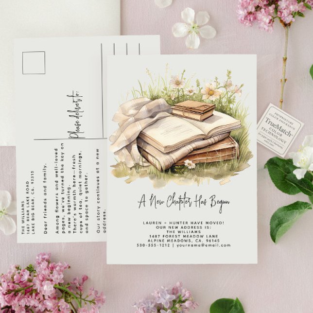 Elegant A New Chapter Has Begun Floral Moving Announcement Postcard (Creator Uploaded)
