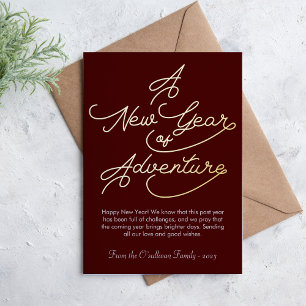 Elegant A New Year of Adventure Photo Foil Holiday Card
