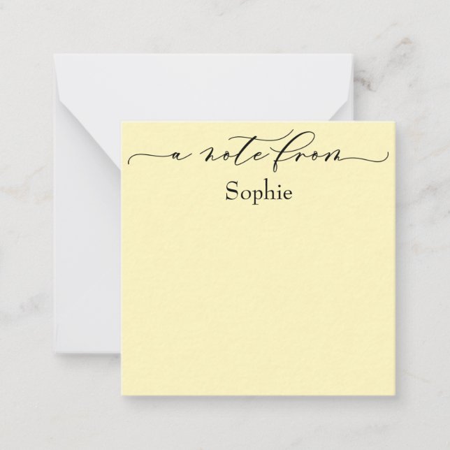 Elegant "A Note From" in Simple Light Yellow Card (Front)