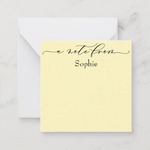 Elegant "A Note From" in Simple Light Yellow Card