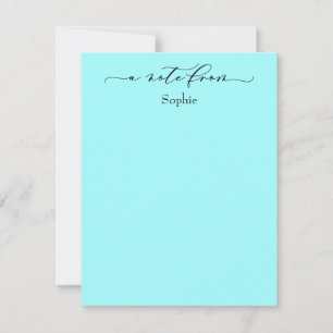 Elegant "A Note From" Simple Aqua Card