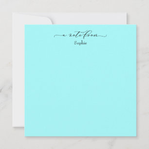 Elegant "A Note From" Simple Card in Aqua