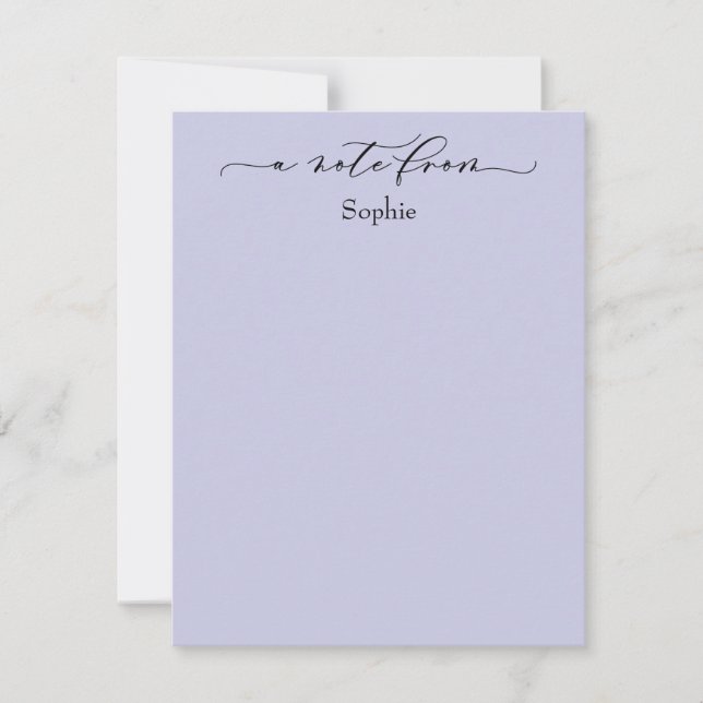 Elegant "A Note From" Simple Lavender Card (Front)