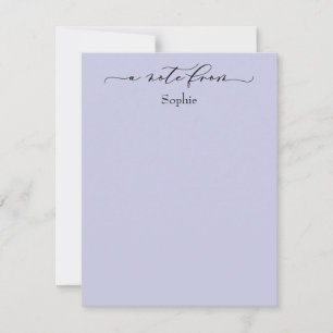 Elegant "A Note From" Simple Lavender Card