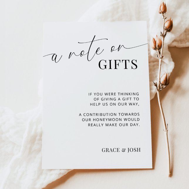 Elegant A Note On Gifts Wedding Enclosure Card (Creator Uploaded)