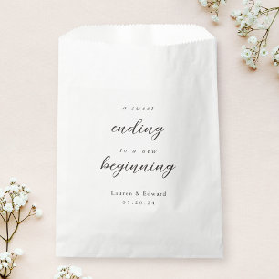 Elegant A Sweet Ending to a New Beginning Wedding Favour Bag