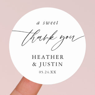 Elegant A Sweet Thank You Wedding Favour Classic Round Sticker