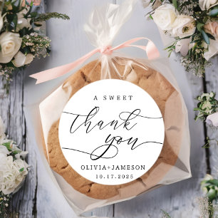 Elegant A Sweet Thank You Wedding Favour Classic Round Sticker