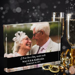 Elegant A True Love 50th Wedding Anniversary Gift Photo Block<br><div class="desc">Celebrate the golden milestone of a special couple's 50th wedding anniversary with this elegant acrylic photo block keepsake memento. This beautiful piece features the couple's names and wedding date, along with the quote "A true love story never ends". It is the perfect way to commemorate their lasting love and cherished...</div>