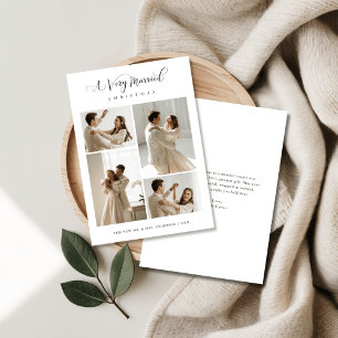 Elegant A Very Married Christmas Script 4 Photo Holiday Card
