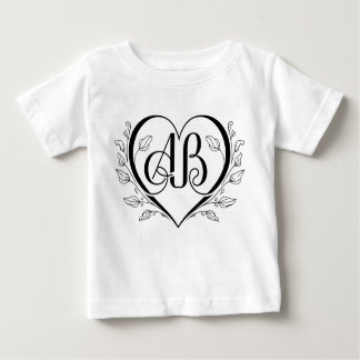 Elegant AB Heart Monogram Baby T-Shirt