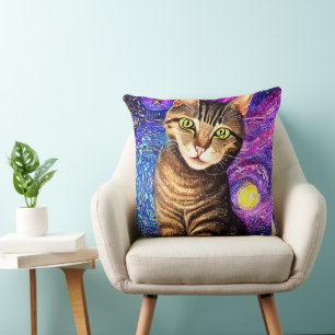 Elegant Abstract Airbrush Cat Cushion