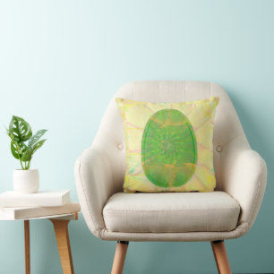Elegant Abstract Art Colourful Egg Pale Goldenrod Cushion