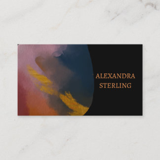 Elegant Abstract Art Rose Gold Black Business Card