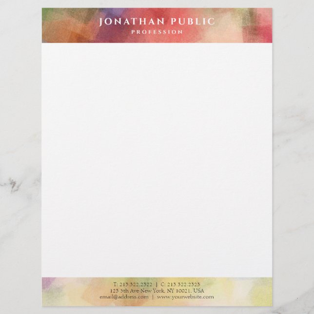 Elegant Abstract Art Simple Modern Template Custom Letterhead (Front)