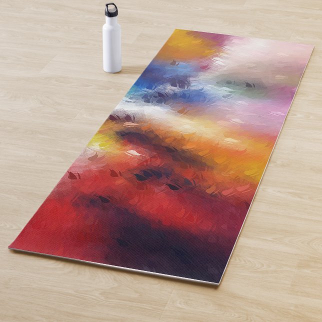 Elegant Abstract Art Template Red Orange Yellow Yoga Mat (In Situ)