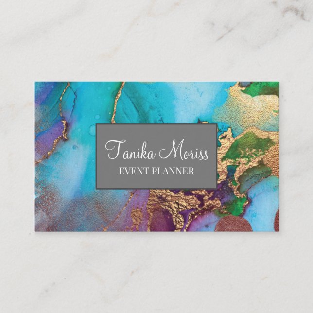 Elegant Abstract Art With Gold Details Business Card (Front)
