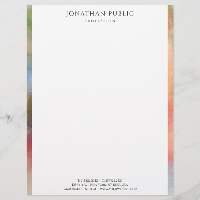 Elegant Abstract Artwork Simple Modern Template Custom Letterhead (Front)