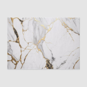 Elegant abstract black and white gold marble stone tissue paper