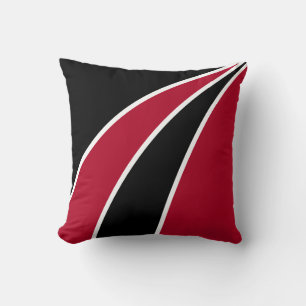 Elegant abstract black, white & burgundy red waves cushion