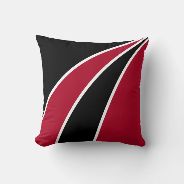 Elegant abstract black, white & burgundy red waves cushion (Front)