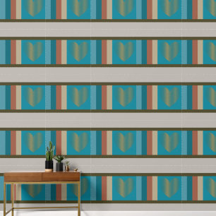 Elegant Abstract Blue Aqua Brown Grey Golden Heart Wallpaper