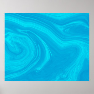 Elegant Abstract Blue Liquid Marble Artwork Poster