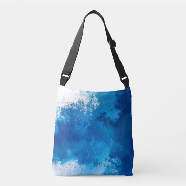 Elegant Abstract Blue Ocean Waves Acrylic Art | Crossbody Bag (Front)